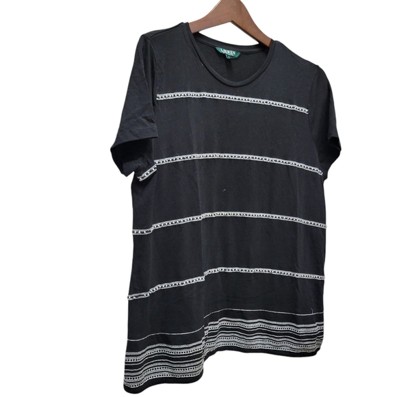 Lauren Ralph Lauren Short Sleeve W/Pom Pom Fringe Blouse Women's Size XL - Picture 8 of 9